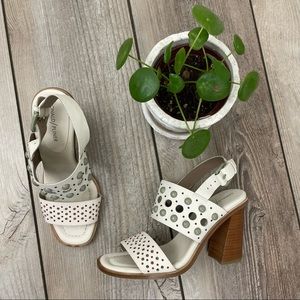 Donald J. Pliner Estee Leather Beaded Open Toe Block Heel‎ Sandals